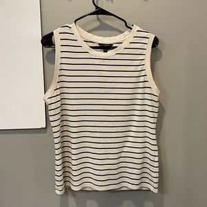 Banana Republic Cream and Black Striped Sleeveless Blouse Size Medium